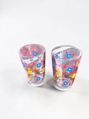 Morning Star Vintage Drinking Glass Set Floral Retro Kitchen Gift